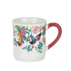 Tazza mug fiori 310 ml in porcellana bianca e rossa