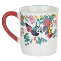 Tazza mug fiori 310 ml in porcellana bianca e rossa