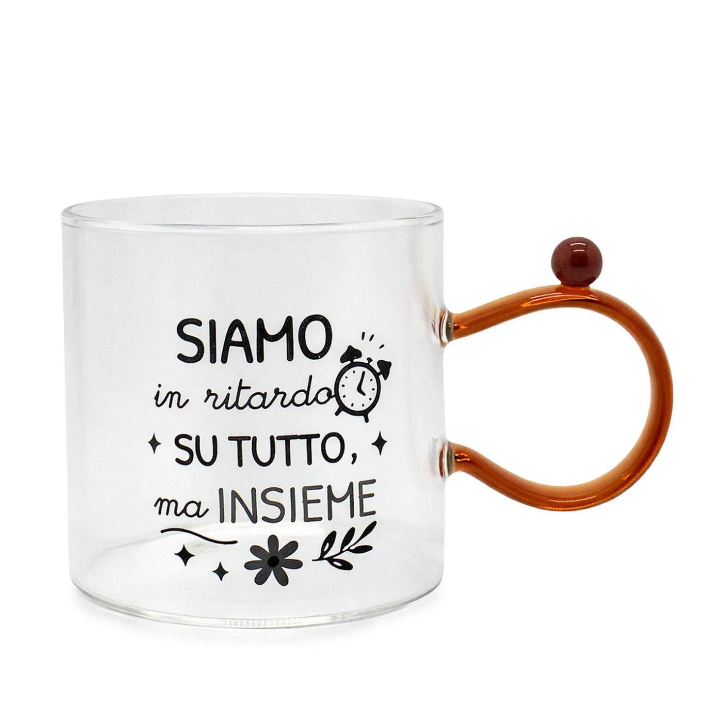 Tazza mug 350 ml in vetro arancione Cheer Up