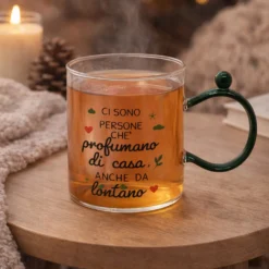 Tazza mug 350 ml in vetro verde Cheer Up