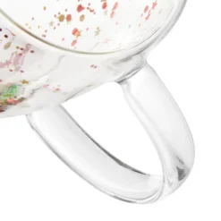 Tazza mug vetro borosilicato Merry Christmas glitter 300 ml