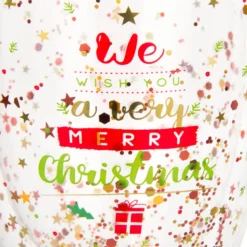Tazza mug vetro borosilicato Merry Christmas glitter 300 ml