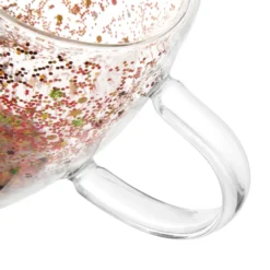 Tazza mug vetro borosilicato natalizia glitter 300 ml