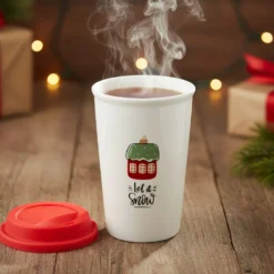 Tazza natalizia 300 ml coperchio Let it snow