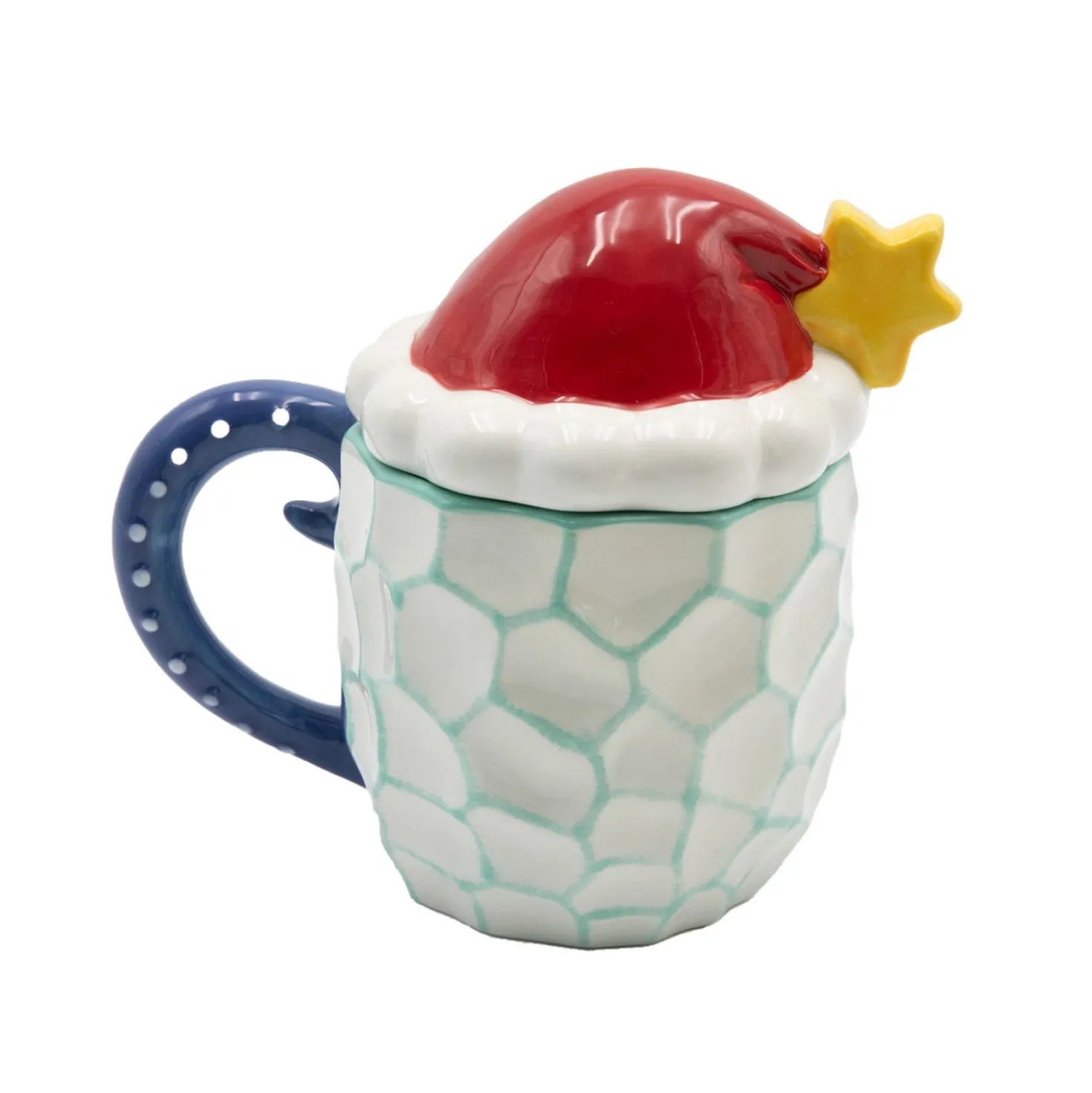 Tazza natalizia polipo con coperchio 580 ml ceramica