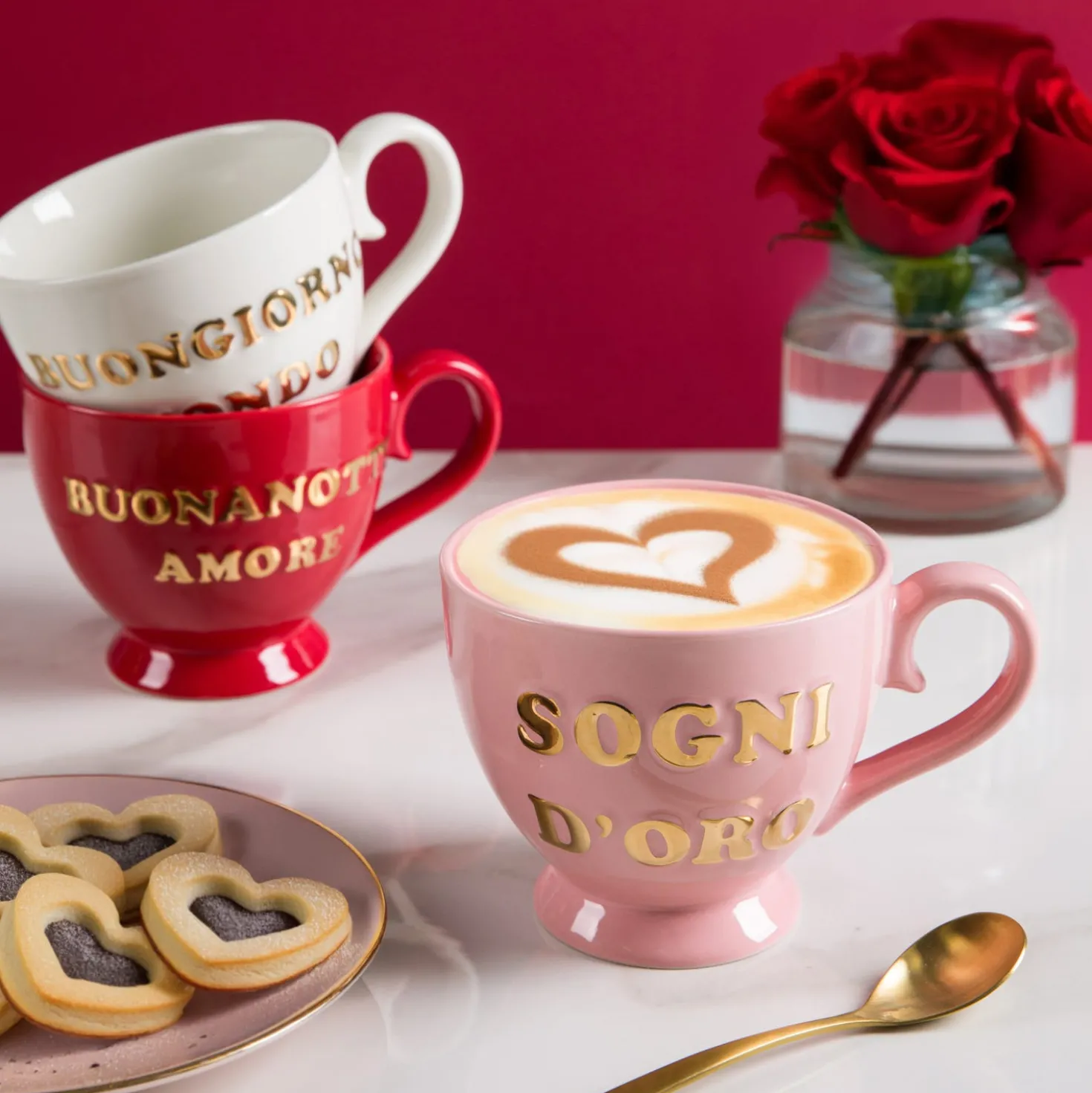 Tazza porcellana rosa Sogni d'oro 500 ml Loving