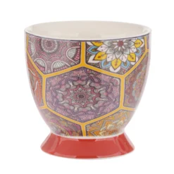 Tazza tè decoro mandala rossa in New Bone China, 450 ml