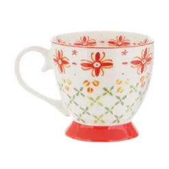 Tazza tè decoro rosso in New Bone China, 450 ml