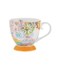 Tazza tè fiori arancione in New Bone China, 450 ml