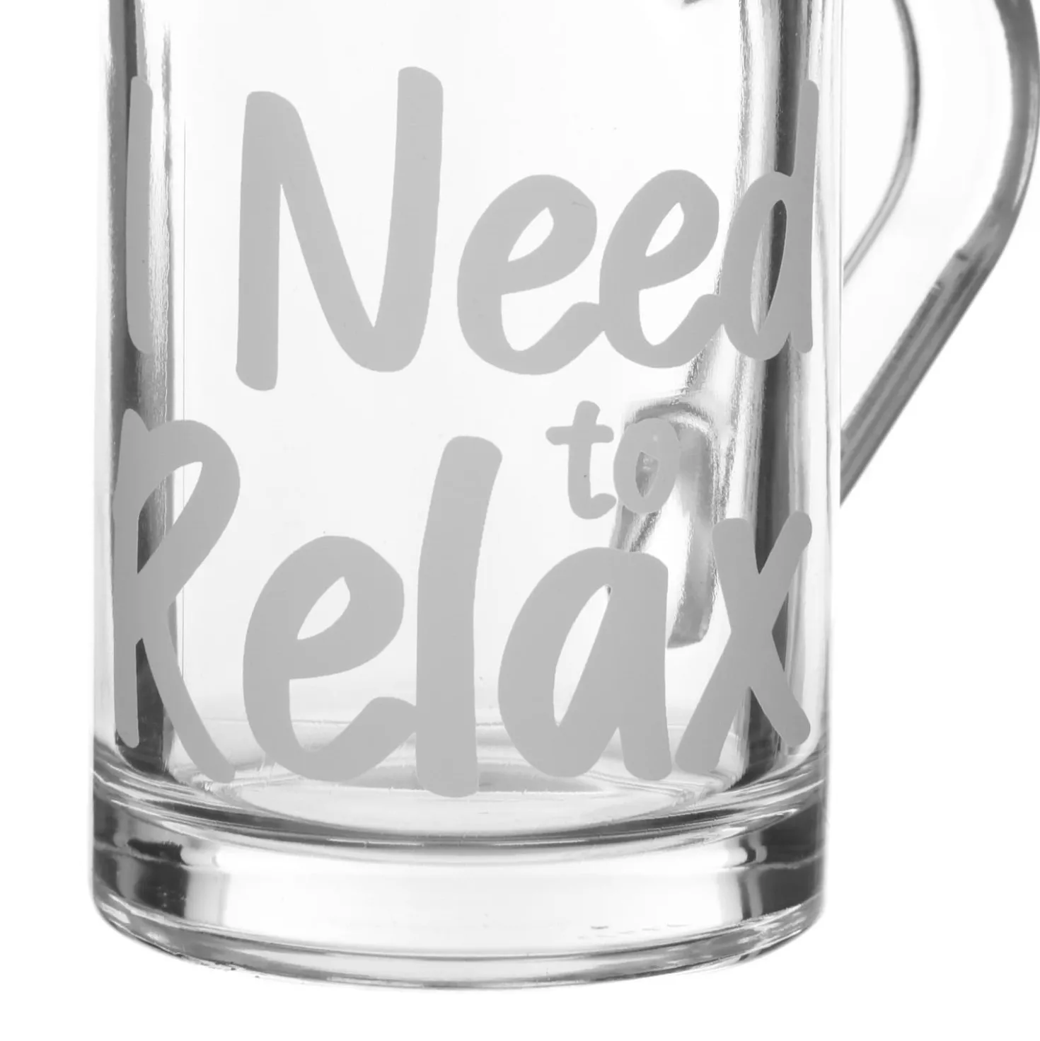 Tazza tè in vetro 230 ml scritta Need relax