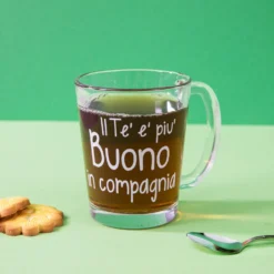 Tazza tè in vetro 310 ml scritta Tè buono