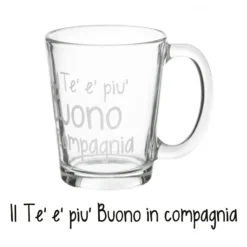Tazza tè in vetro 310 ml scritta Tè buono