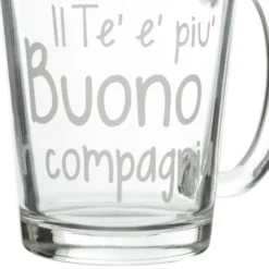 Tazza tè in vetro 310 ml scritta Tè buono