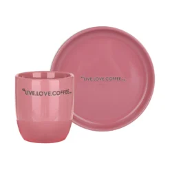 Tazzina caffè con piattino malva con scritta 135 ml