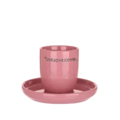 Tazzina caffè con piattino malva con scritta 135 ml