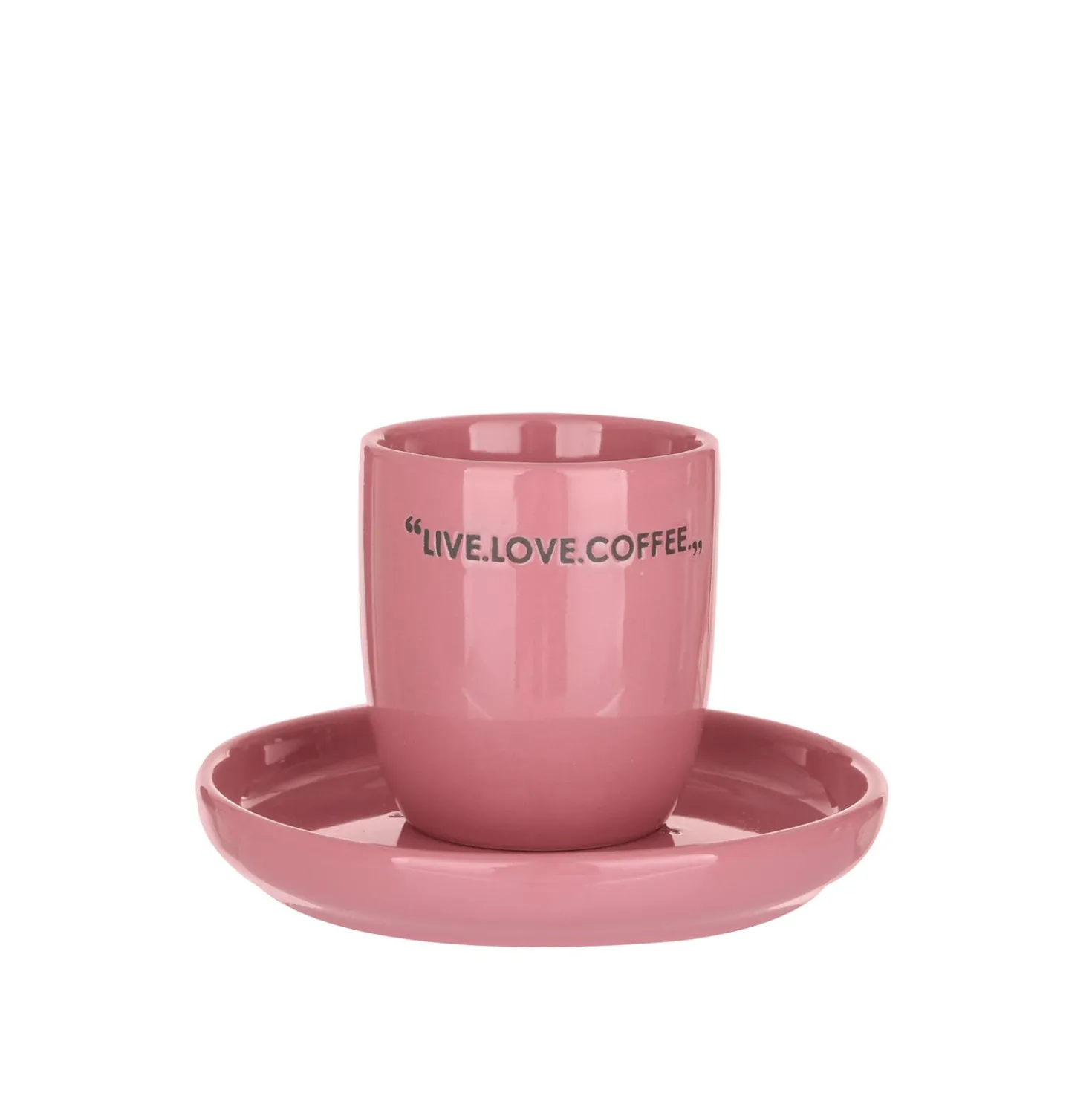 Tazzina caffè con piattino malva con scritta 135 ml