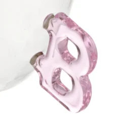 Tazzina caffè lettera B rosa in vetro borosilicato, 150 ml