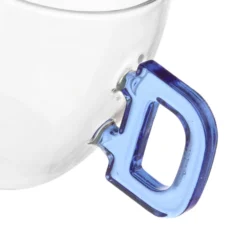 Tazzina caffè lettera D azzurra in vetro borosilicato, 150 ml