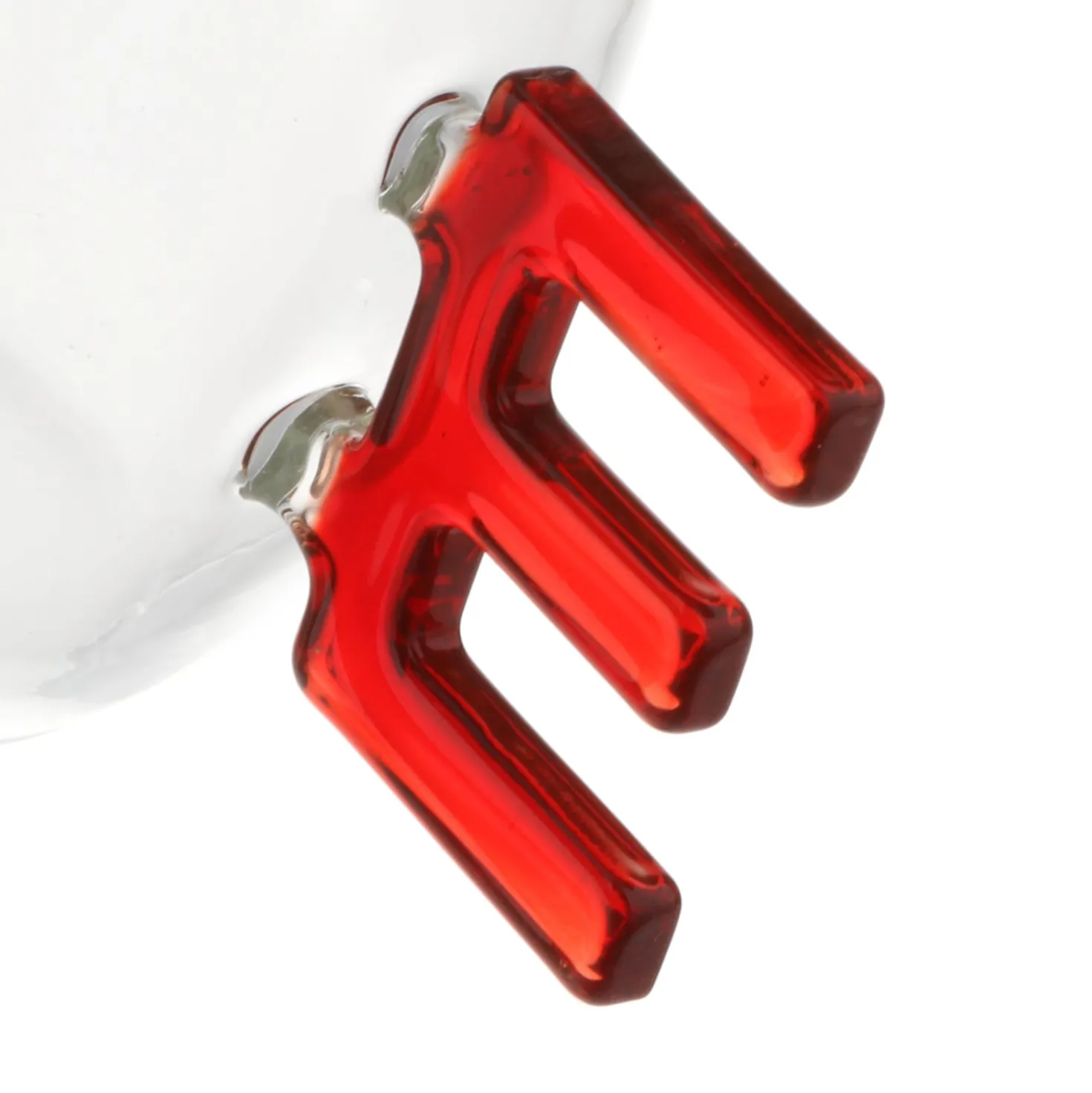 Tazzina caffè lettera E rossa in vetro borosilicato, 150 ml