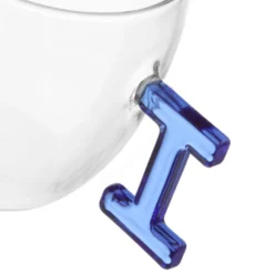 Tazzina caffè lettera I azzurra in vetro borosilicato, 150 ml