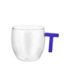 Tazzina caffè lettera T blu in vetro borosilicato, 150 ml