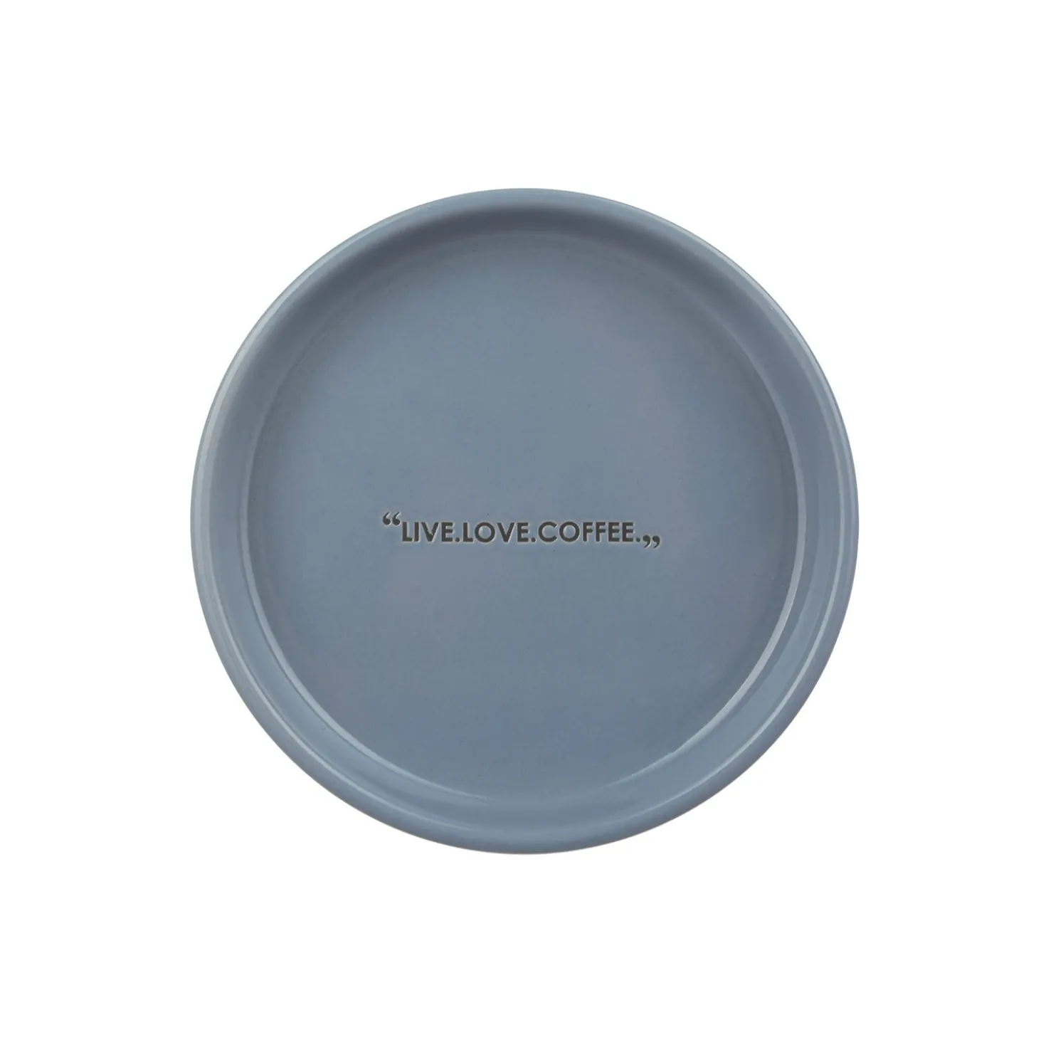 Tazzina caffè 135 ml con piattino blu scritta Quotes