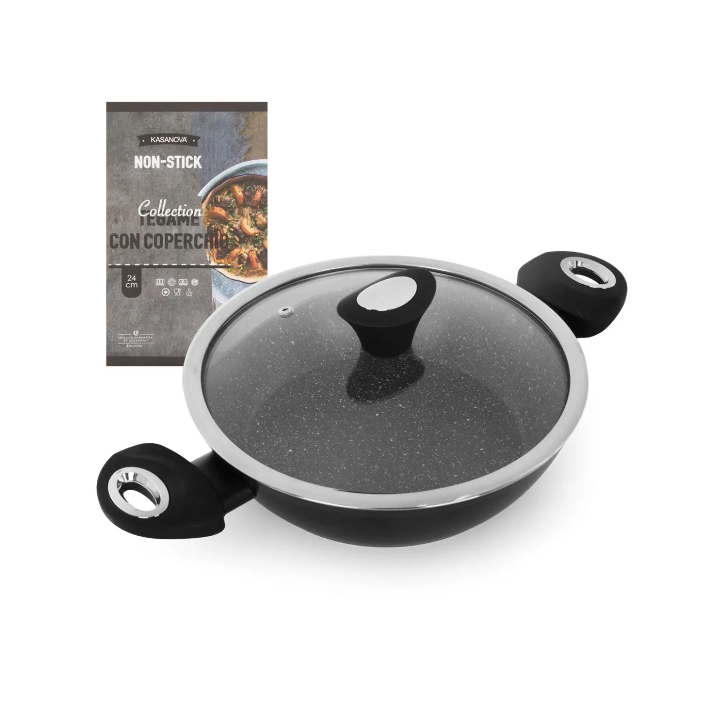 Tegame antiaderente 24 cm Collection nera con coperchio