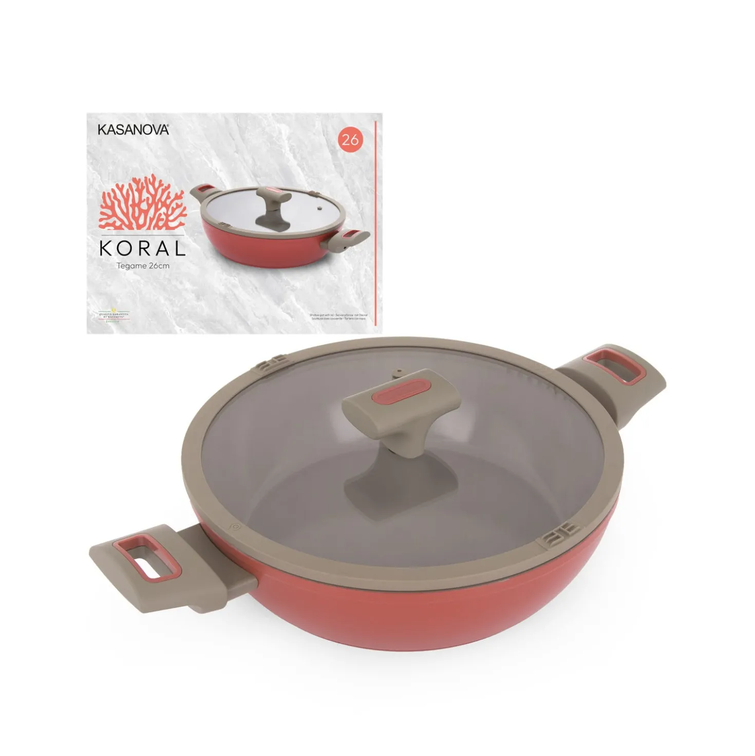 Tegame 26 cm antiaderente ceramico Koral con coperchio