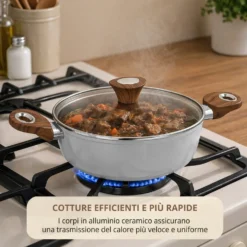 Tegame 24 cm antiaderente ceramico New Ceramic grigio