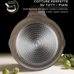 Tegame 28 cm antiaderente 0 grassi con coperchio