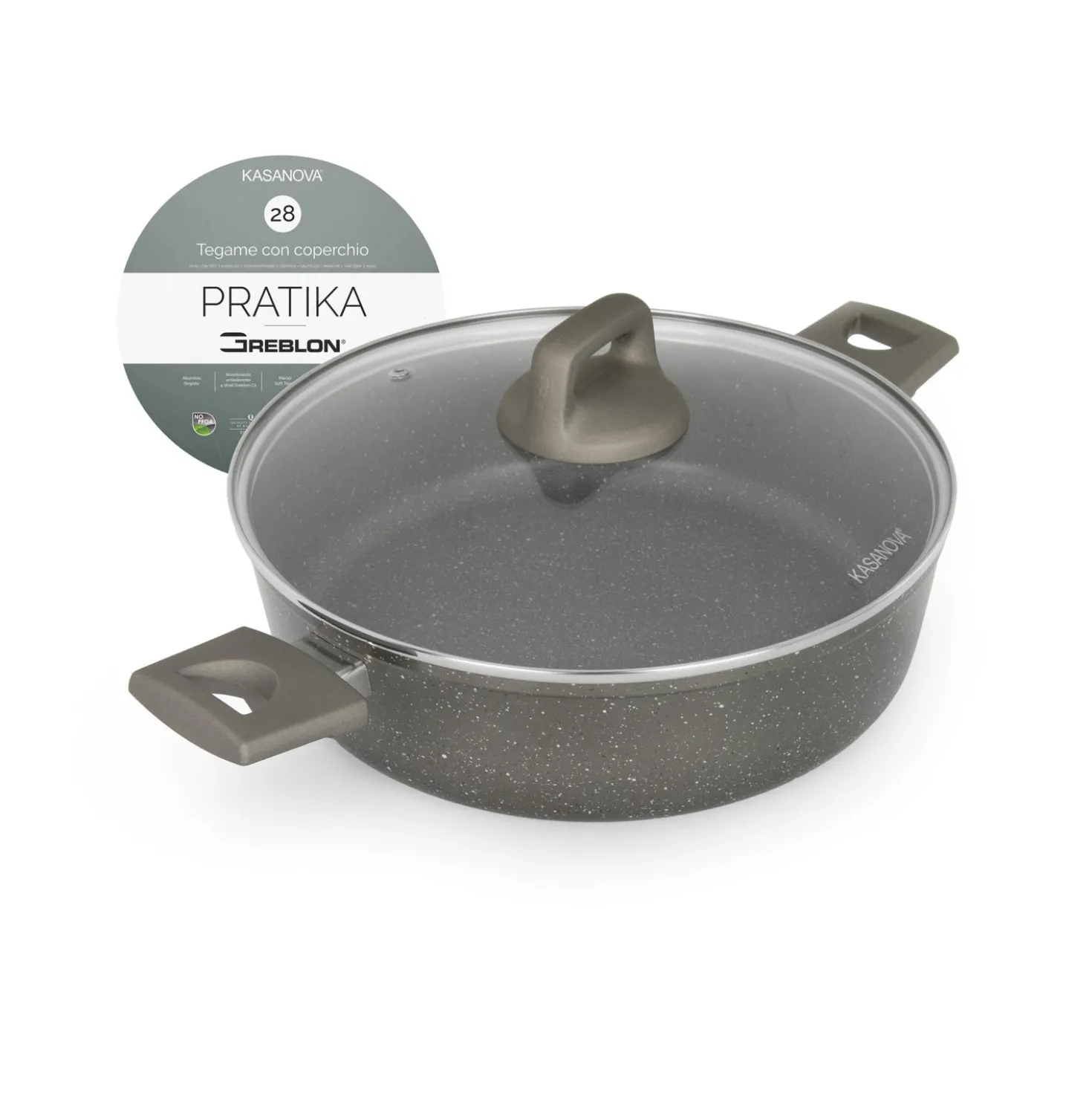 Tegame 28 cm antiaderente Pratika con coperchio