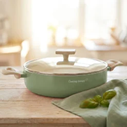 Tegame 28 cm avocado Cooking Therapy con coperchio