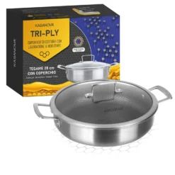 Tegame 28 cm con coperchio a 3 strati Tri - ply