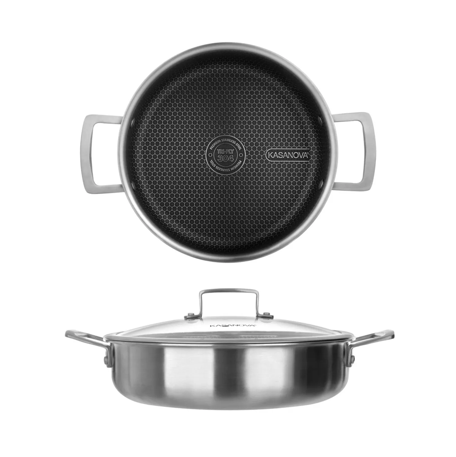 Tegame 28 cm con coperchio a 3 strati Tri - ply