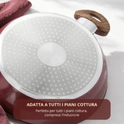 Tegame 24 cm con coperchio burgundy New Ceramic