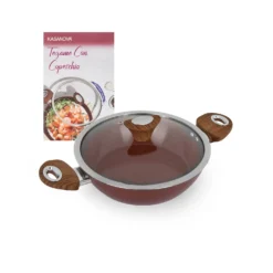 Tegame 24 cm con coperchio burgundy New Ceramic