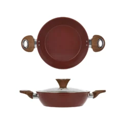 Tegame 24 cm con coperchio burgundy New Ceramic