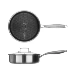 Tegame 24 cm con coperchio e un manico a 3 strati Tri - ply