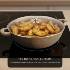 Tegame 40 cm con coperchio I Giganti design marrone