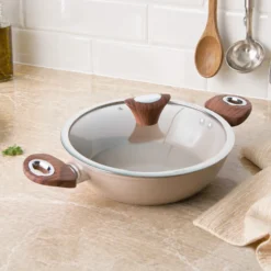 Tegame 24 cm coperchio taupe New Ceramic