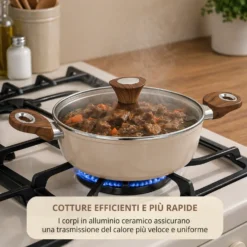 Tegame 24 cm coperchio taupe New Ceramic
