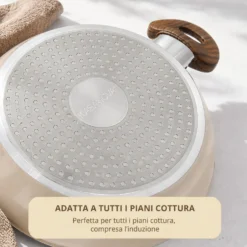 Tegame 24 cm coperchio taupe New Ceramic