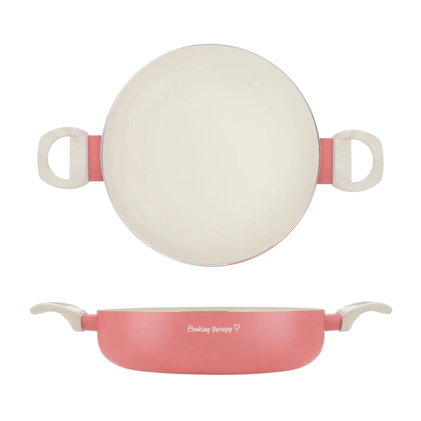 Tegame 28 cm corallo Cooking Therapy con coperchio