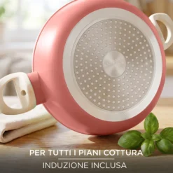 Tegame 28 cm corallo Cooking Therapy con coperchio