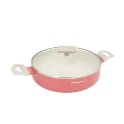 Tegame 24 cm corallo Cooking Therapy con coperchio