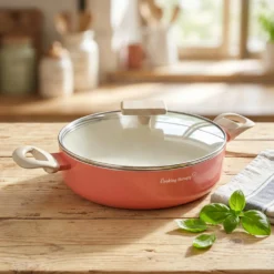 Tegame 24 cm corallo Cooking Therapy con coperchio