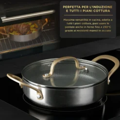 Tegame 20 cm triplo strato Tri Ply - Gold con coperchio