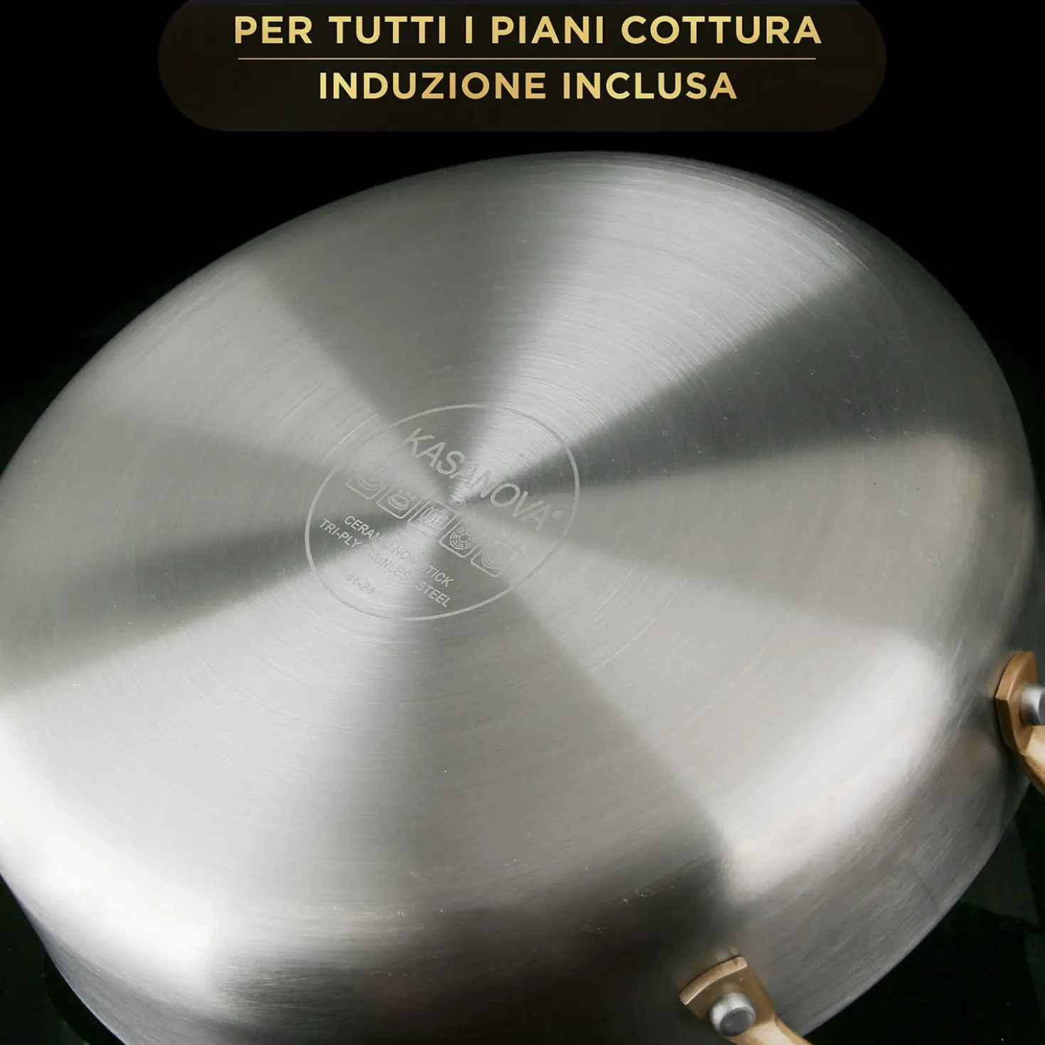 Tegame 20 cm triplo strato Tri Ply - Gold con coperchio