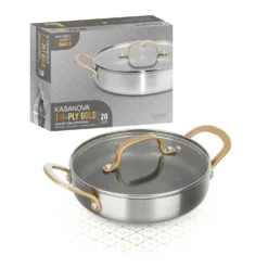 Tegame 20 cm triplo strato Tri Ply - Gold con coperchio