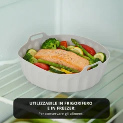 Teglia tonda 22,5 cm silicone per friggitrice ad aria grigia